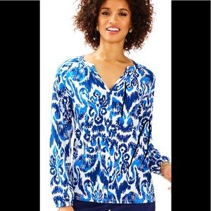 Lilli Pulitzer blue and white long sleeve top